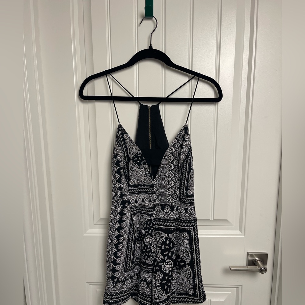 Finders Keepers Black and White Patterned Romper